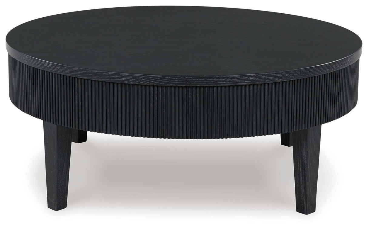 Marstream - Black - Round Cocktail Table by Signature Design by Ashley® | Bel Furniture