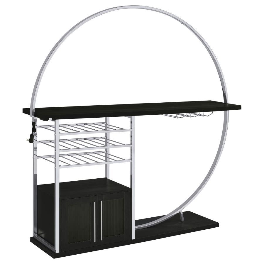 Risley - 2-Door Circular LED Home Bar With Wine Storage Black by Coaster Fine Furniture | Bel Furniture