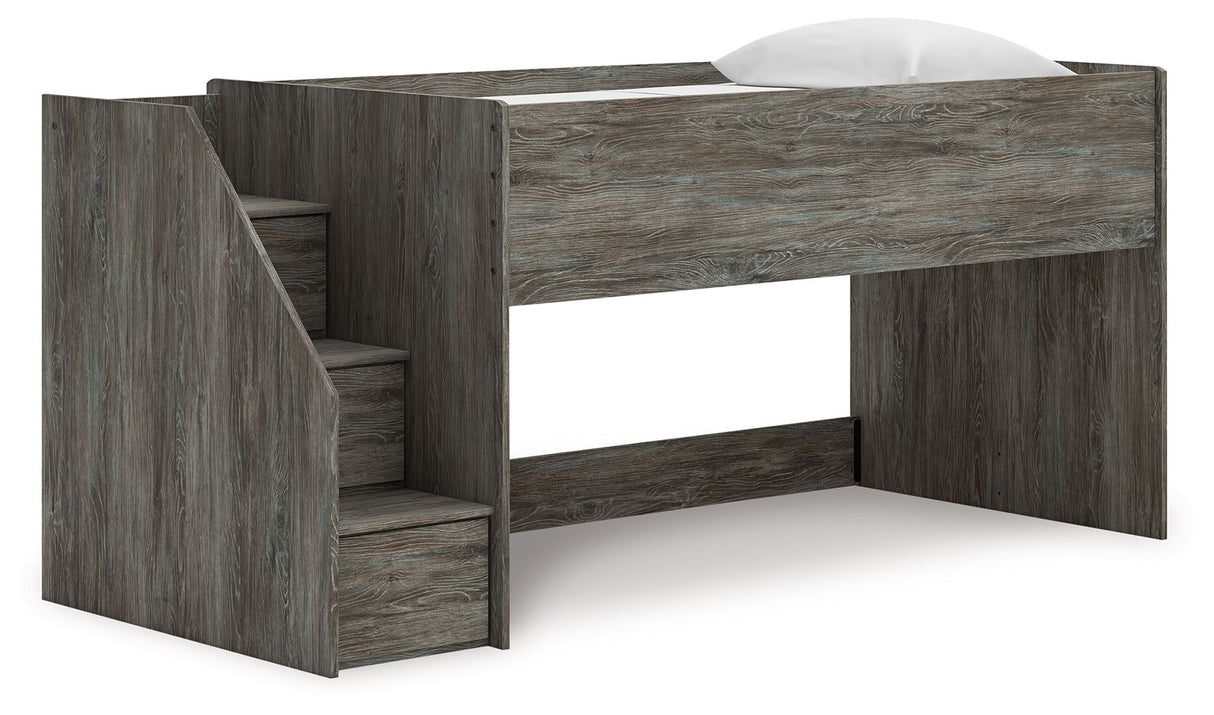 Frandern - Loft Bed Gray Twin Storage Steps by Signature Design by Ashley® | Bel Furniture
