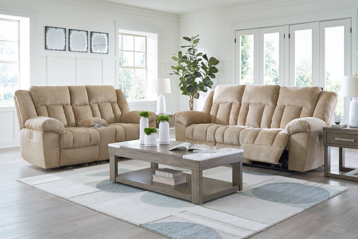 Tip-off - Reclining Living Room Set Beige 2 Pc. Power Reclining Sofa, Power Reclining Loveseat by Signature Design by Ashley® | Bel Furniture