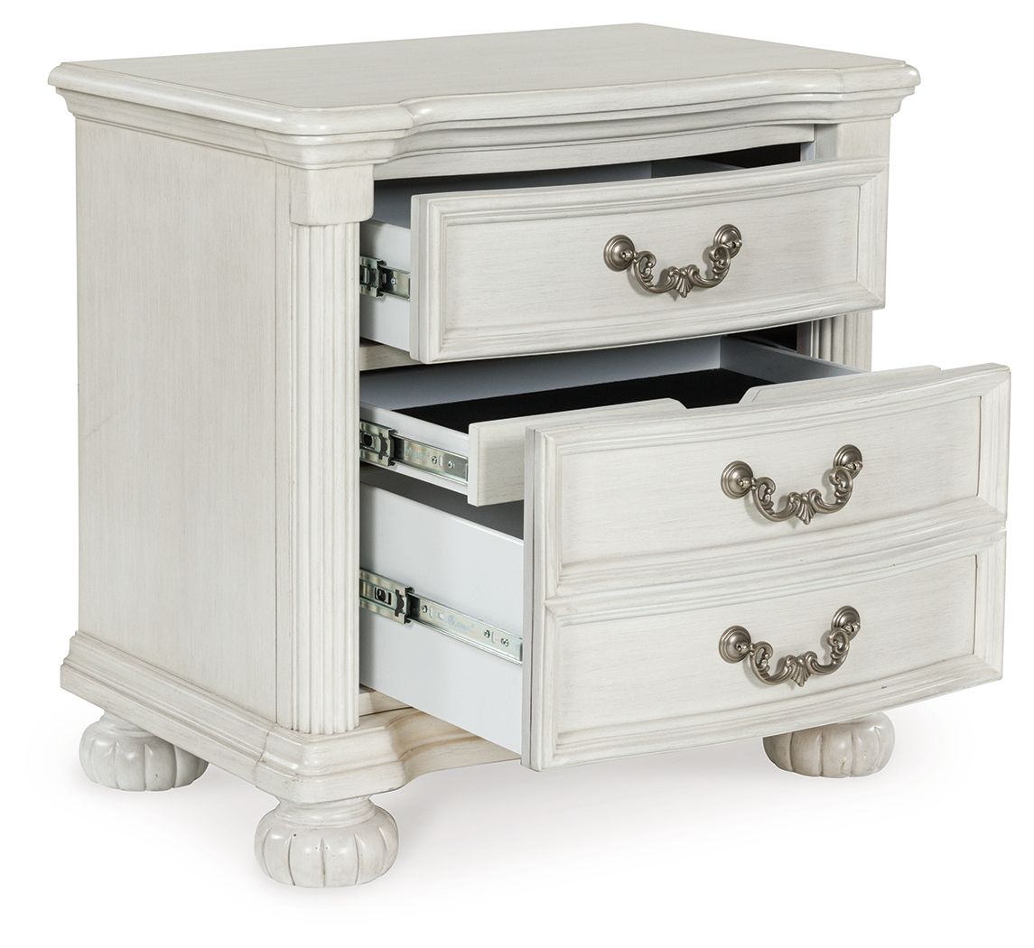 Montelaine - Antique White - Three Drawer Night Stand by Benchcraft® | Bel Furniture