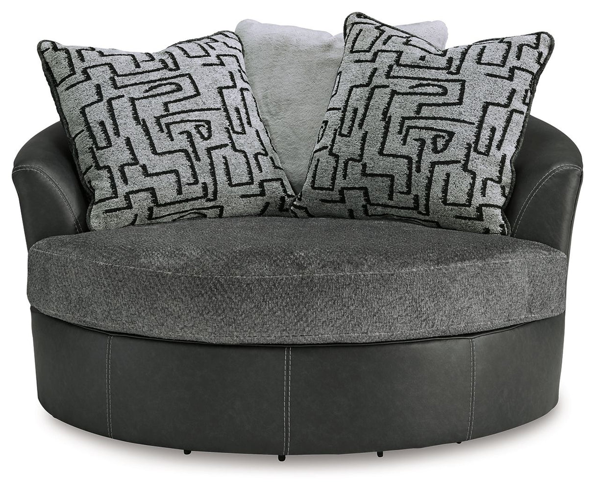 Brixley Pier - Graphite - Oversized Swivel Accent Chair by Benchcraft® | Bel Furniture