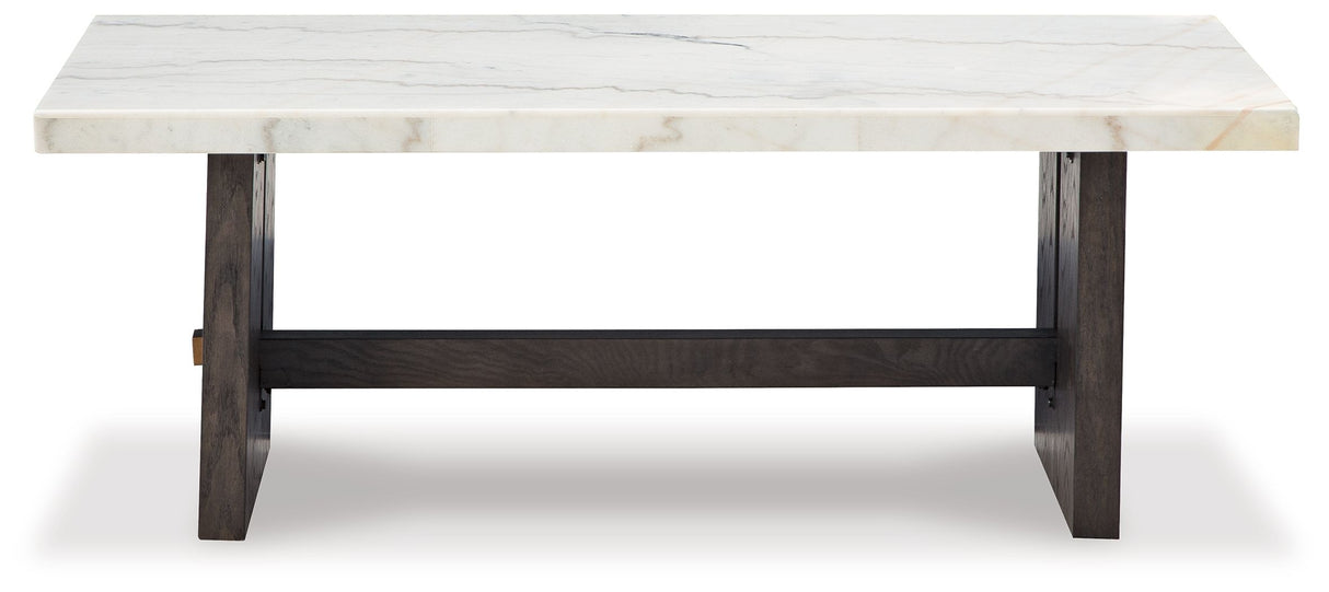 Burkhaus - White / Dark Brown - Rectangular Cocktail Table by Signature Design by Ashley® | Bel Furniture