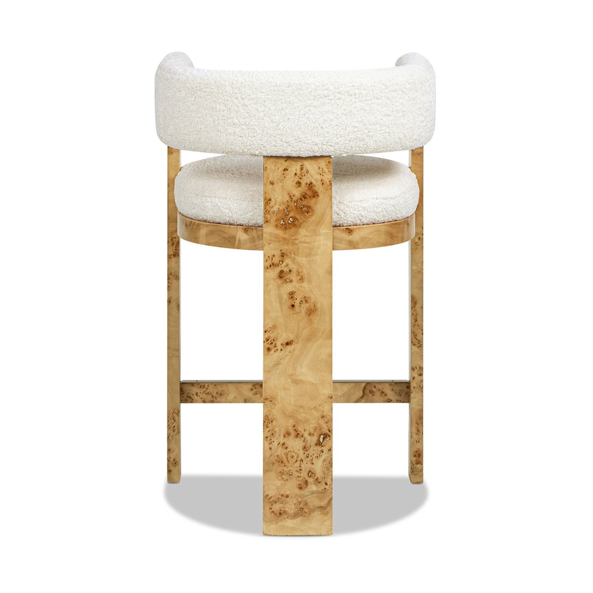 Vavona - Burl Upholstered Barrel Back Counter Height Bar Stool - Polar Off White by Jennifer Taylor Home | Bel Furniture
