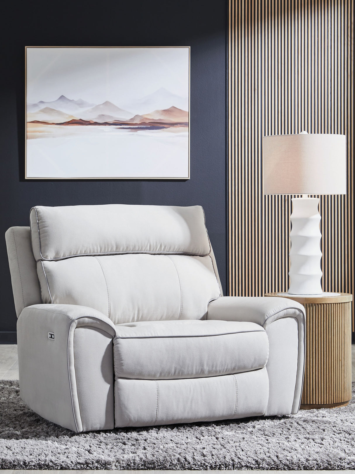 Social Pointe - Pearl / Ash - Power Recliner / Adjustable Headrest by Signature Design by Ashley® | Bel Furniture
