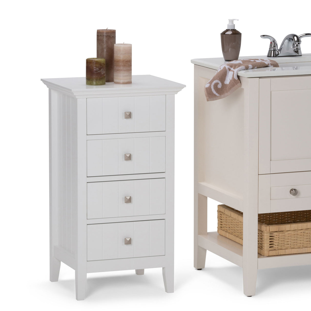 Acadian - Four Drawer Floor Storage Cabinet - Pure White by Simpli-Home | Bel Furniture