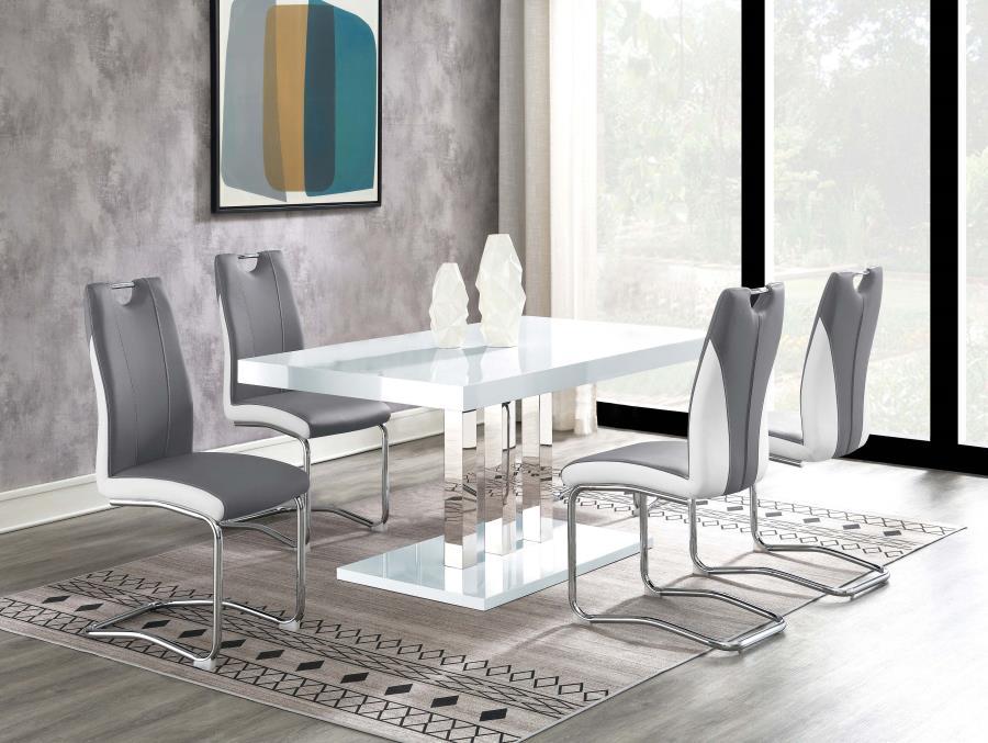 Brooklyn - 5 Piece Rectangular Dining Set - White High Gloss by CoasterEssence | Bel Furniture