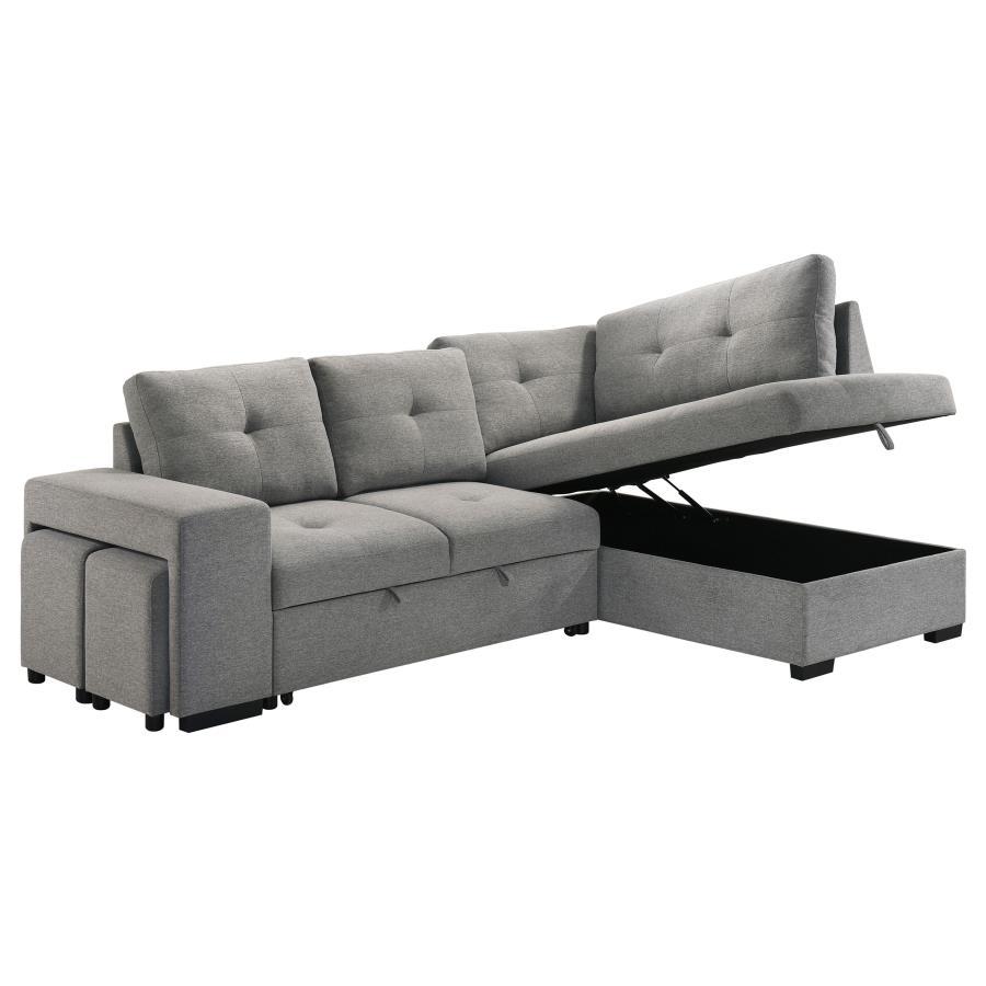Roanne - Fabric Upholstered Sleeper Sectional Sofa - Gray