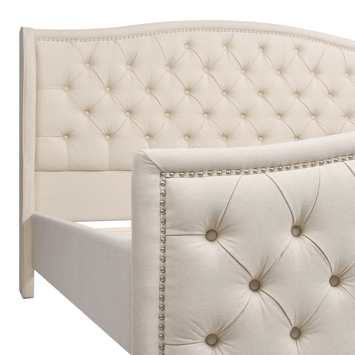 Fontana - Handcrafted Wingback Upholstered Platform Bed Frame by Jennifer Taylor Home | Bel Furniture