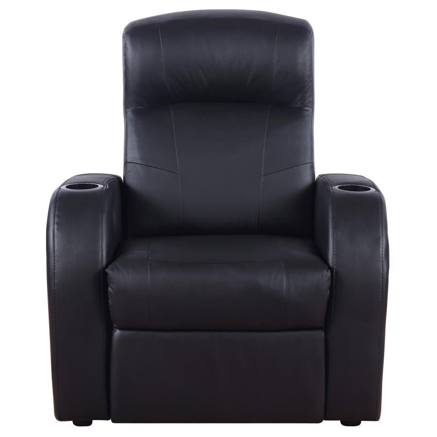 Cyrus - Upholstered Track Arm Recliner - Black by CoasterEssence | Bel Furniture