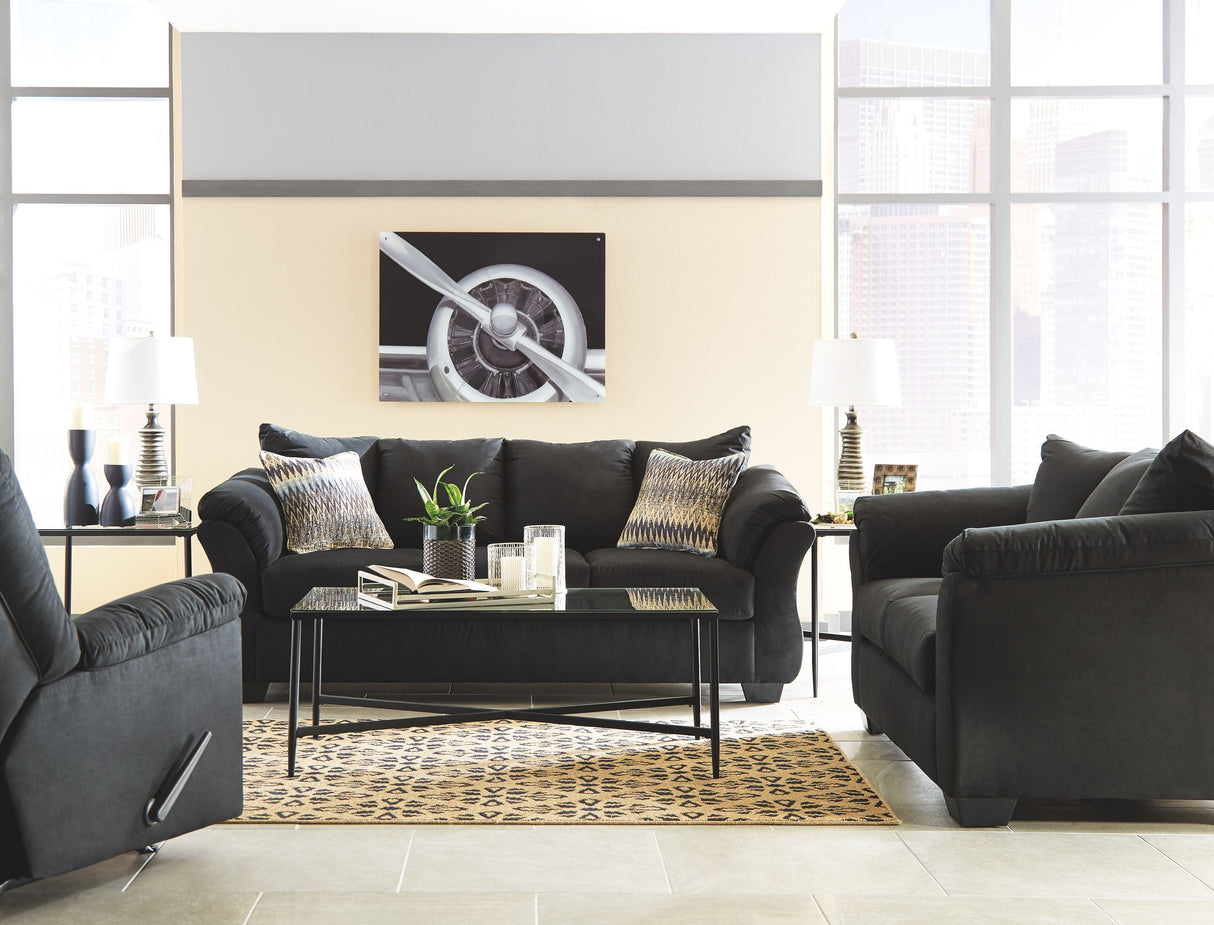 Darcy - Living Room Set Black 3 Pc. Sofa, Loveseat, Rocker Recliner by Signature Design by Ashley® | Bel Furniture