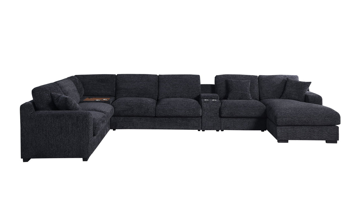 Celine - Chenille Fabric Corner Sectional Sofa With Right-Facing Chaise, Cupholders, And Charging Ports by Lilola Home | Bel Furniture