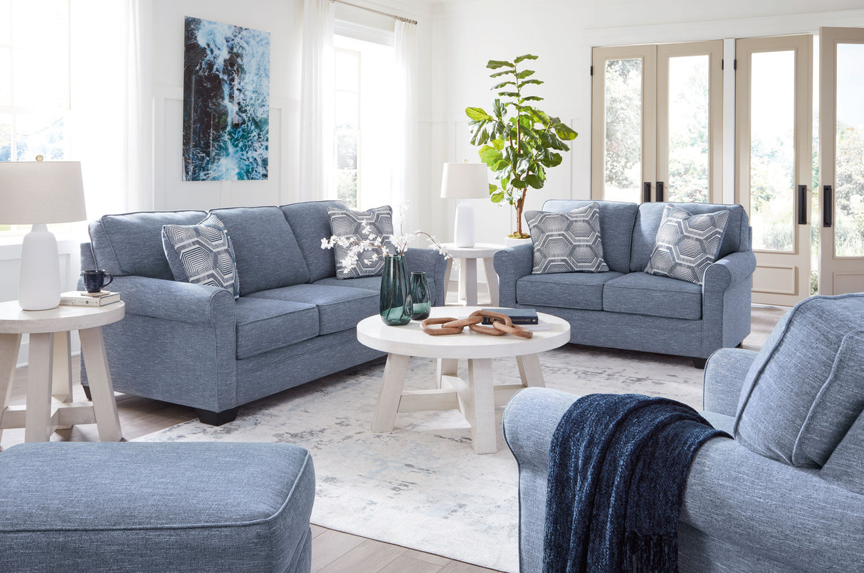 Carissa Manor - Living Room Set Light Blue 4 Pc. Sofa, Loveseat, Chair, Ottoman by Benchcraft® | Bel Furniture