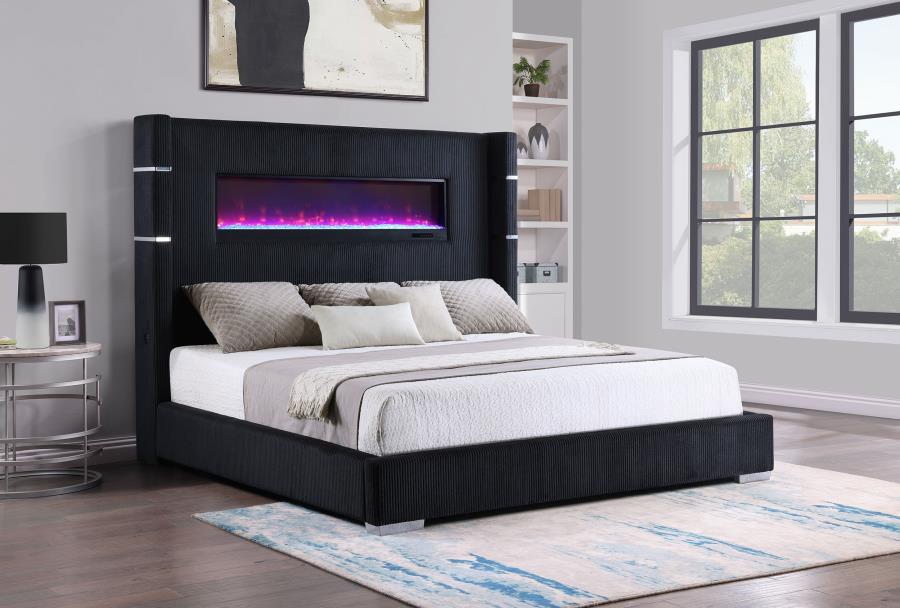 Tisdall - Upholstered Fireplace Bed by Coaster Fine Furniture | Bel Furniture