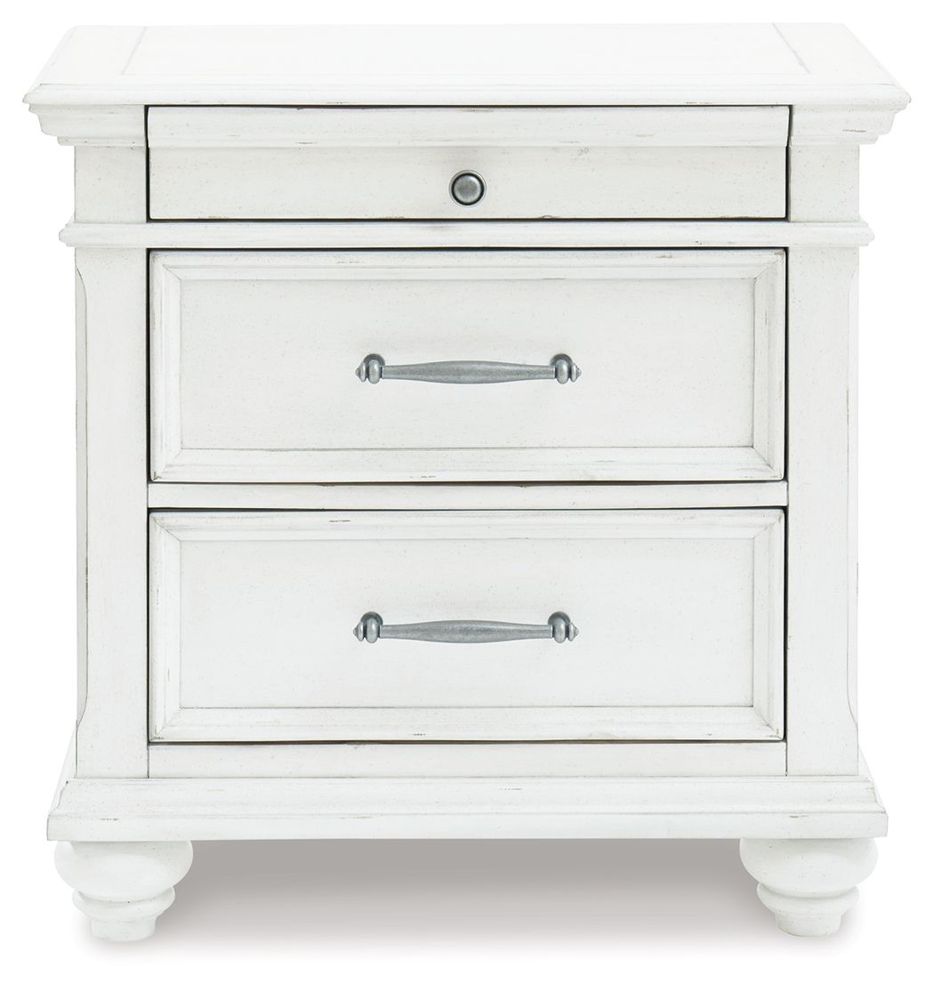 Kanwyn - Whitewash - Three Drawer Night Stand by Benchcraft® | Bel Furniture