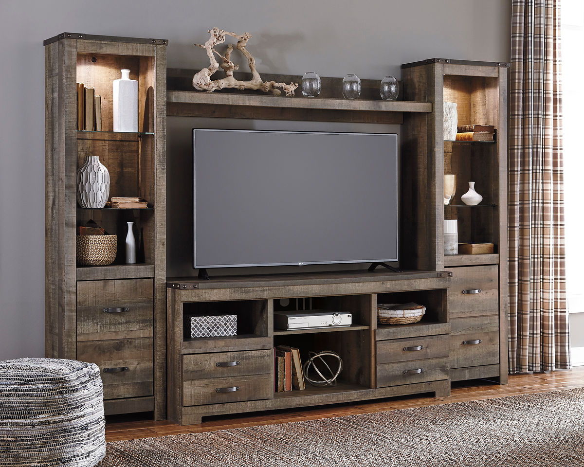 Trinell - Entertainment Center Dark Brown 4 Pc. - Entertainment Center - 63" TV Stand by Signature Design by Ashley® | Bel Furniture