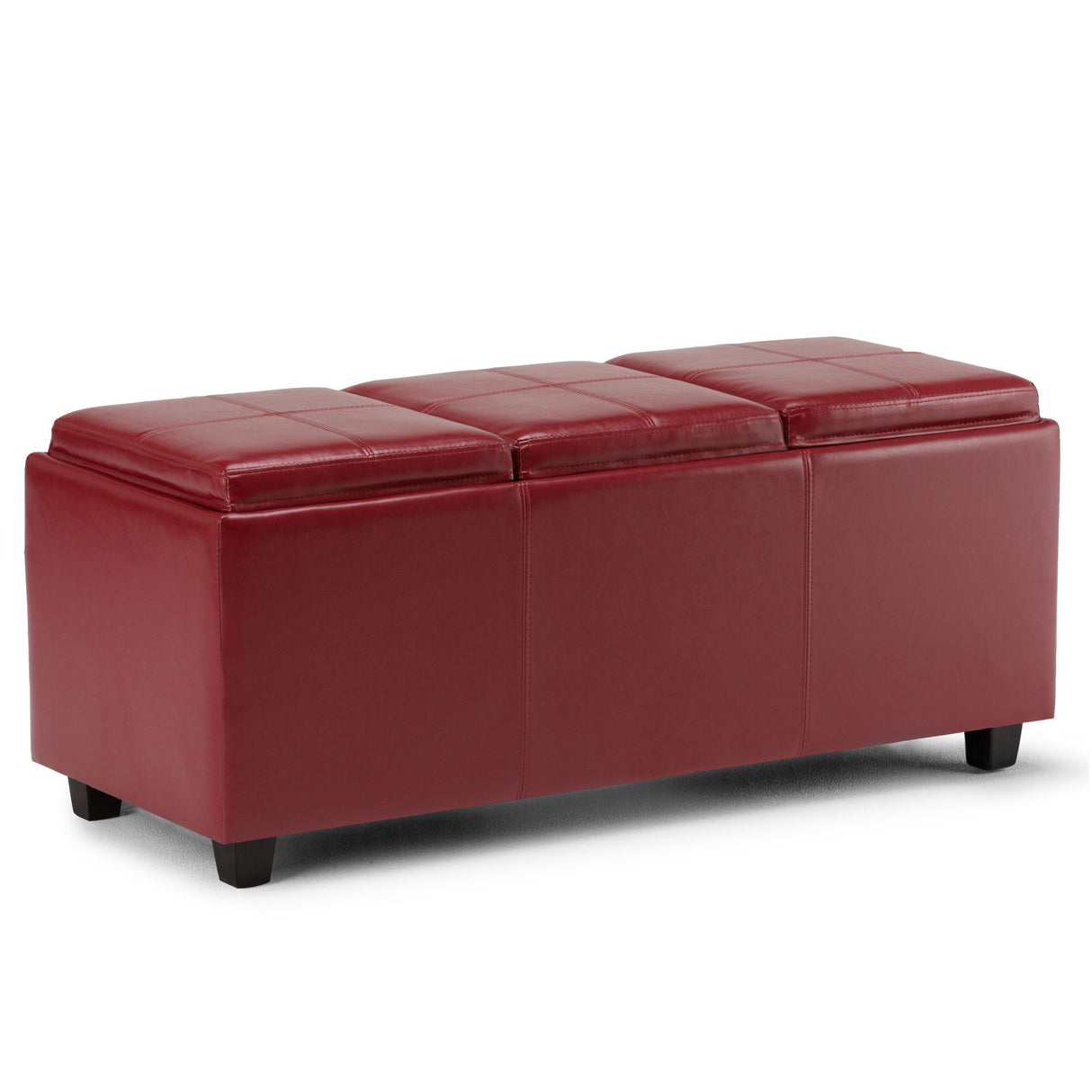 Avalon - Upholstered Storage Ottoman Red Faux Leather by Simpli-Home | Bel Furniture