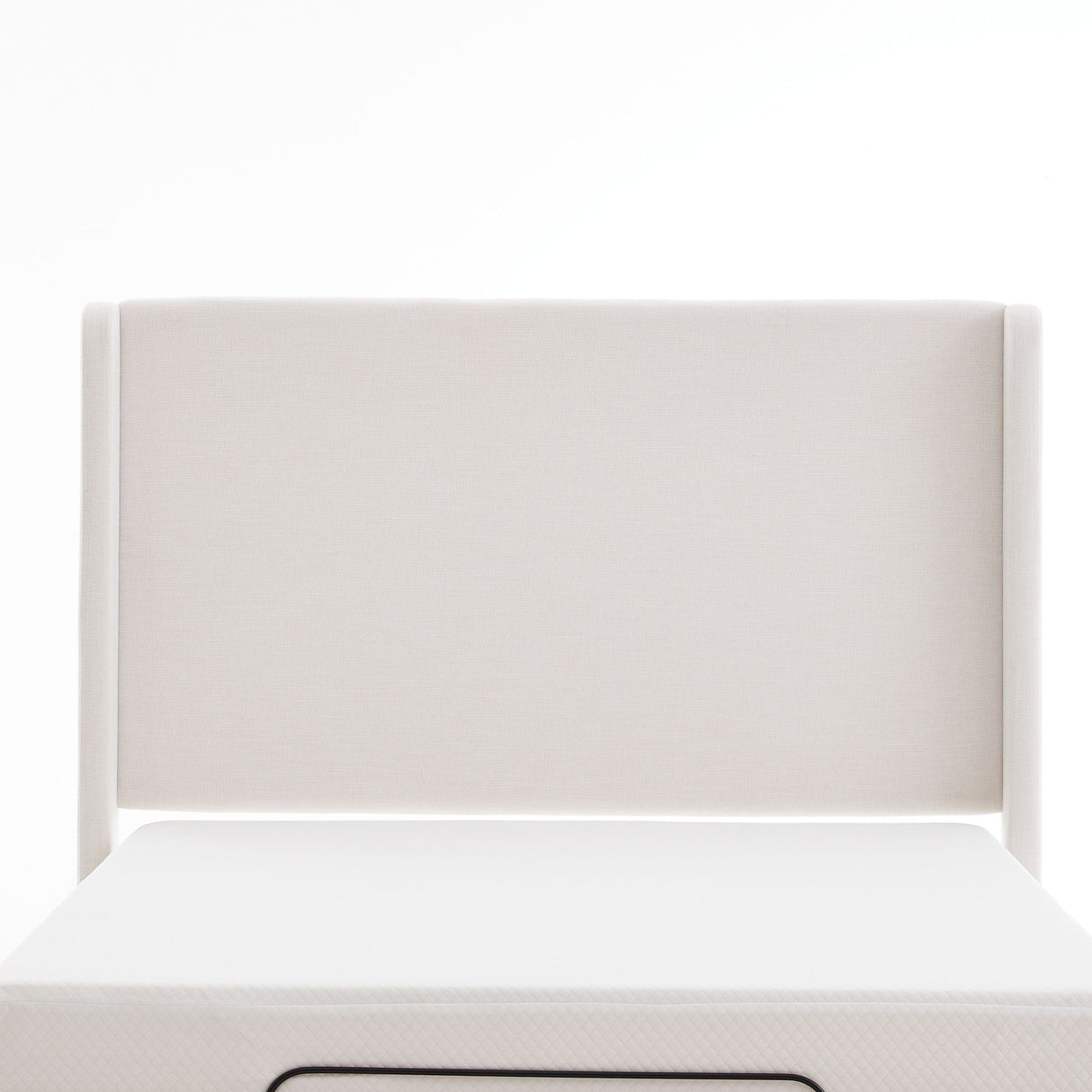 Caron - Queen Size Upholstered Wingback Bed With Adjustable Base Bundle Set - Ivory