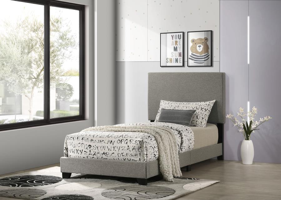 Dorian - Upholstered Panel Bed Gray Twin Fabric by CoasterEveryday | Bel Furniture