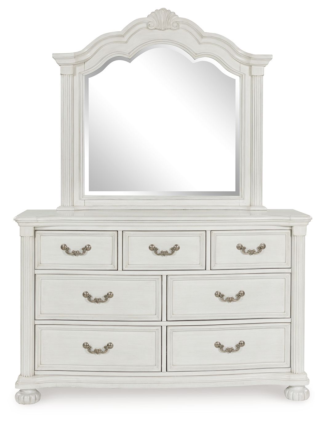 Montelaine - Antique White - Dresser And Mirror by Benchcraft® | Bel Furniture