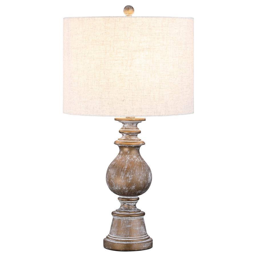 Brie - Drum Shade Urn Table Lamp - Antique Gold by CoasterEveryday | Bel Furniture