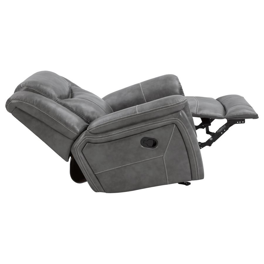 Conrad - Upholstered Padded Arm Glider Recliner - Gray by CoasterEveryday | Bel Furniture