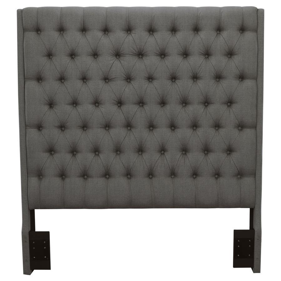 Camille - Upholstered California King Panel Headboard - Gray by CoasterEssence | Bel Furniture