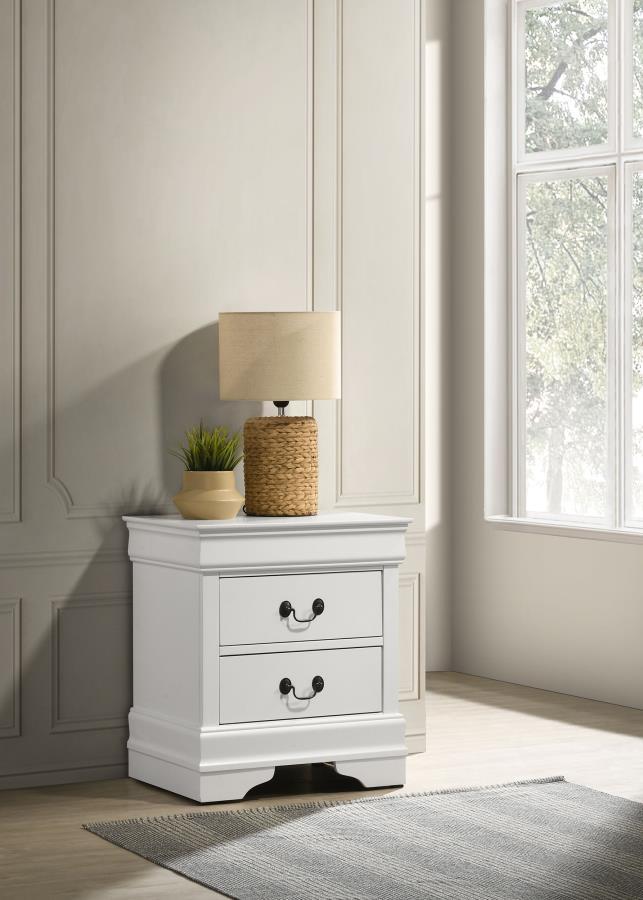 Louis Philippe - 2-Drawer Nightstand Bedside Table - White by Coaster Fine Furniture | Bel Furniture