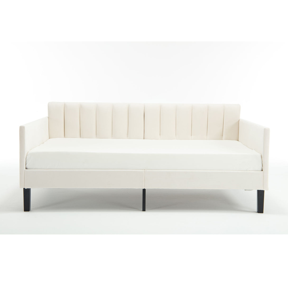 Elena - Boucle Upholstered Daybed, Ribbed Tufted Backrest