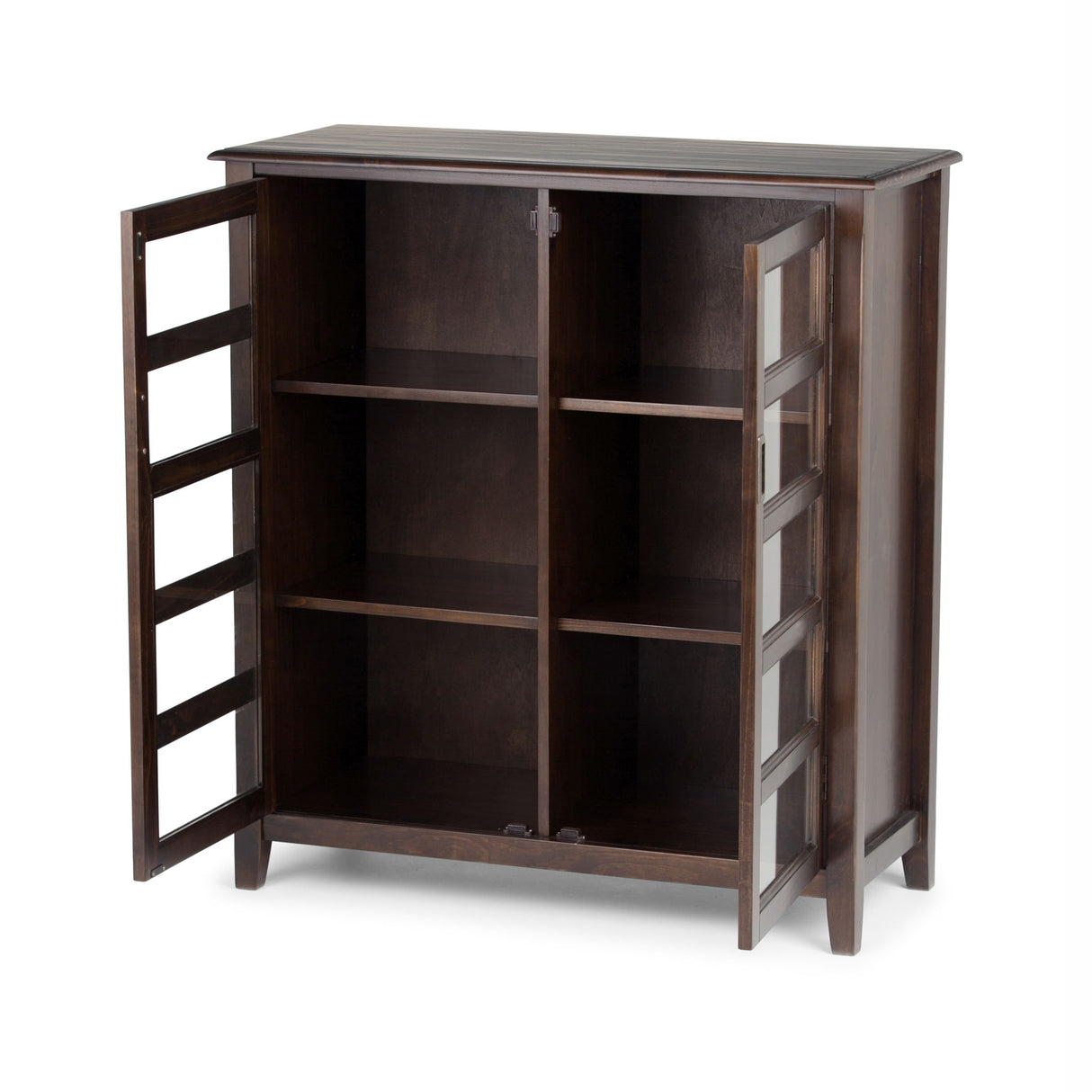 Burlington - Medium Storage Cabinet - Mahogany Brown by Simpli-Home | Bel Furniture