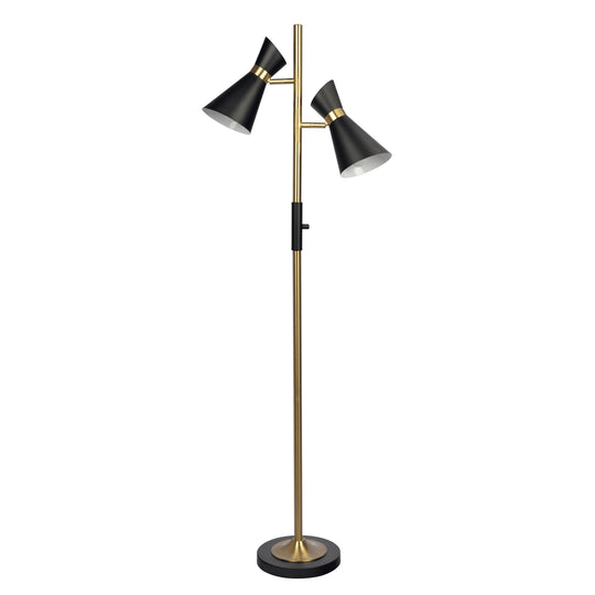 Axis - Floor Lamp With 4 Way Switch Double Spots With Base - Black / Gold by Ashcroft Furniture | Bel Furniture