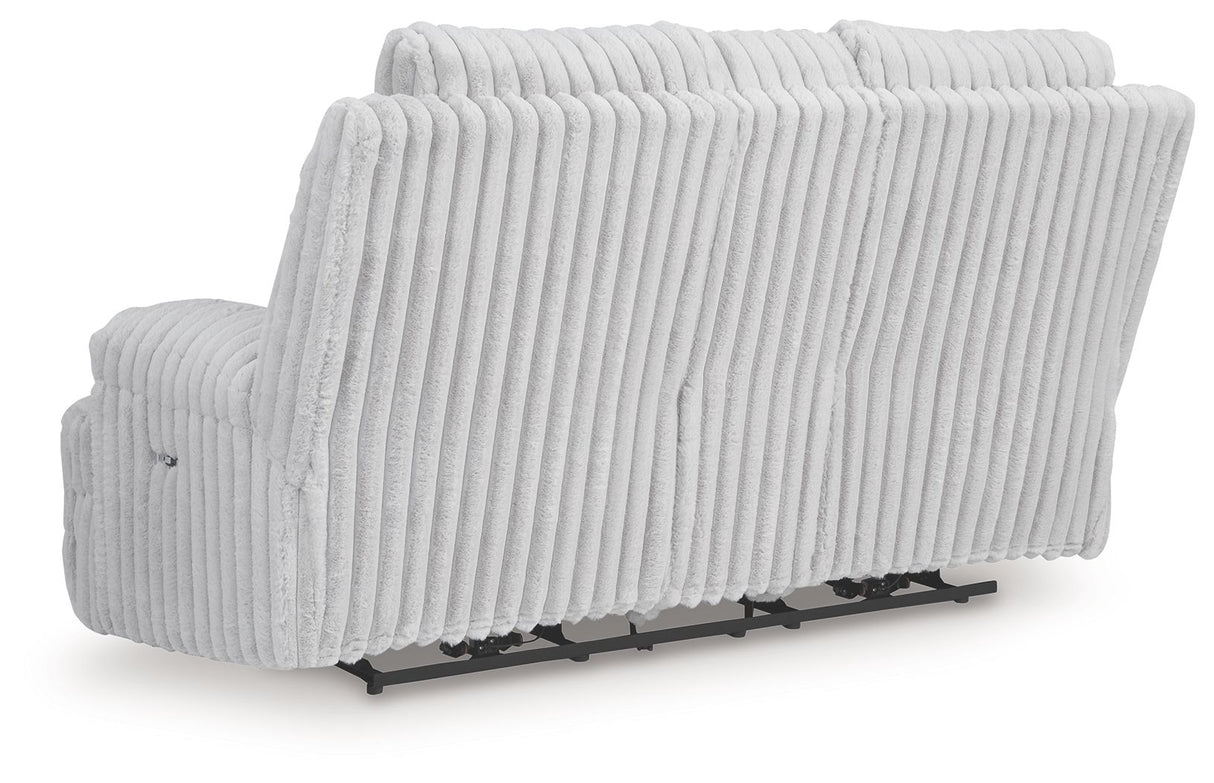 Rhines Falls - Alloy - Double Reclining Power Loveseat With Console by Signature Design by Ashley® | Bel Furniture