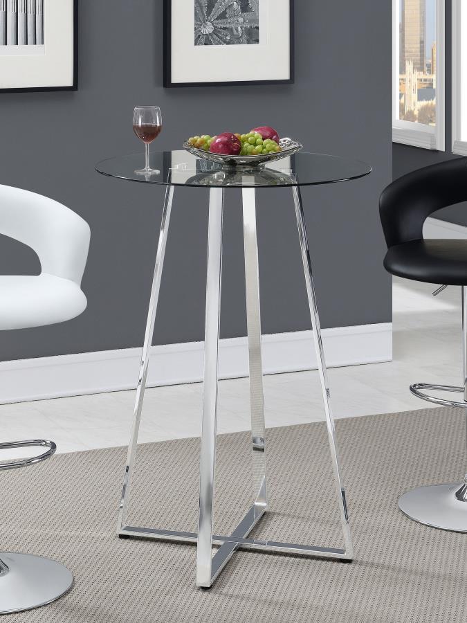 Zanella - Round Glass Top Bistro Bar Table - Chrome by CoasterEveryday | Bel Furniture