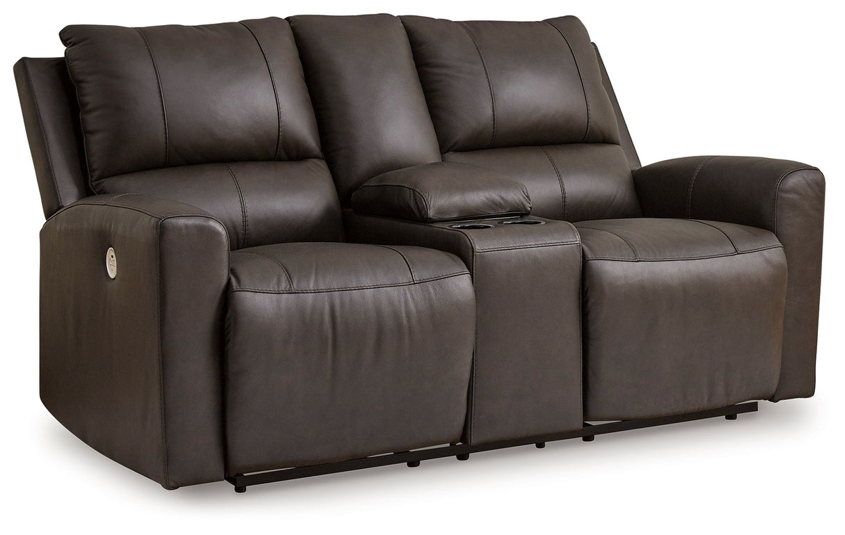 Boxmere - Storm - Dbl Power Reclining Loveseat with Console by Signature Design by Ashley® | Bel Furniture
