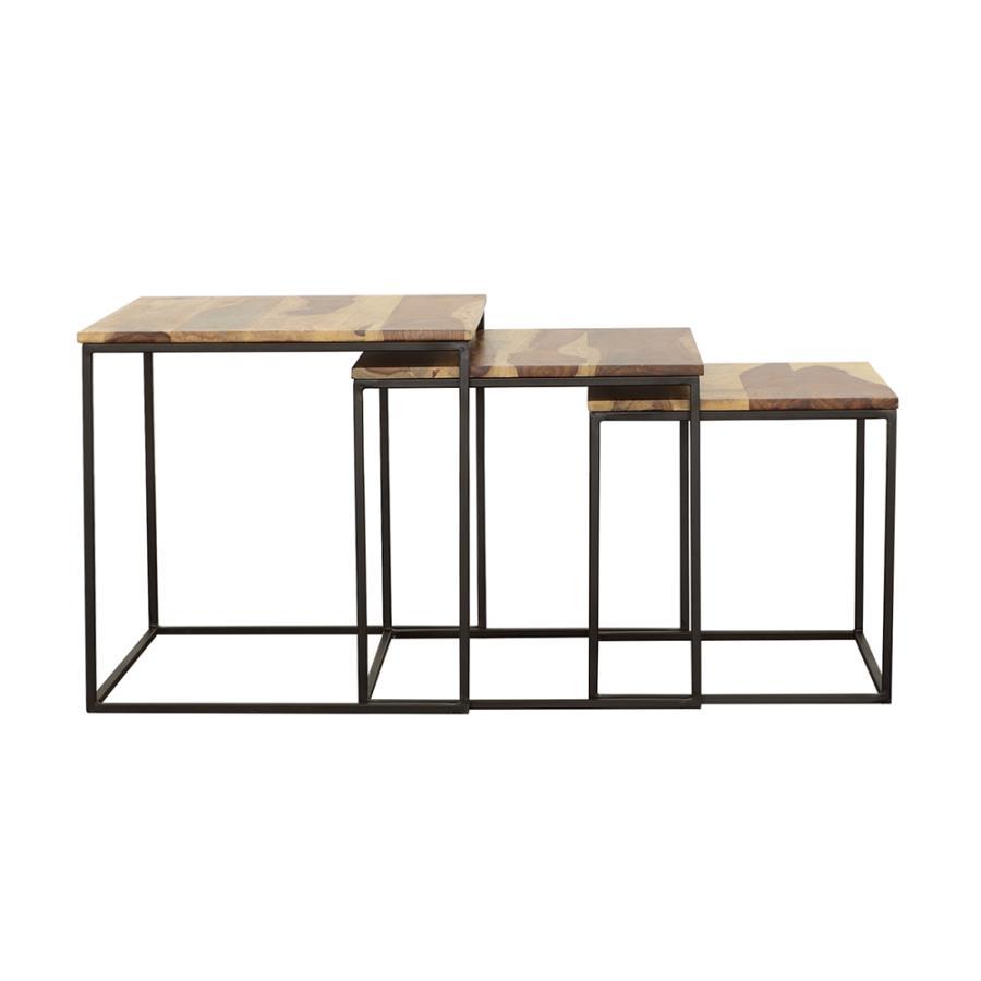 Belcourt - 3 Piece Square Nesting Tables - Natural And Black by CoasterElevations | Bel Furniture