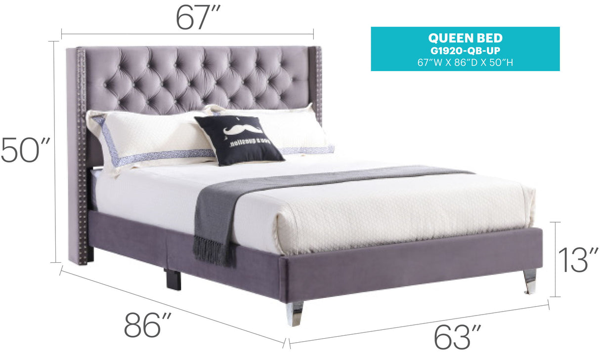 Upholstered Nailhead Trim Chic Bed - view 20
