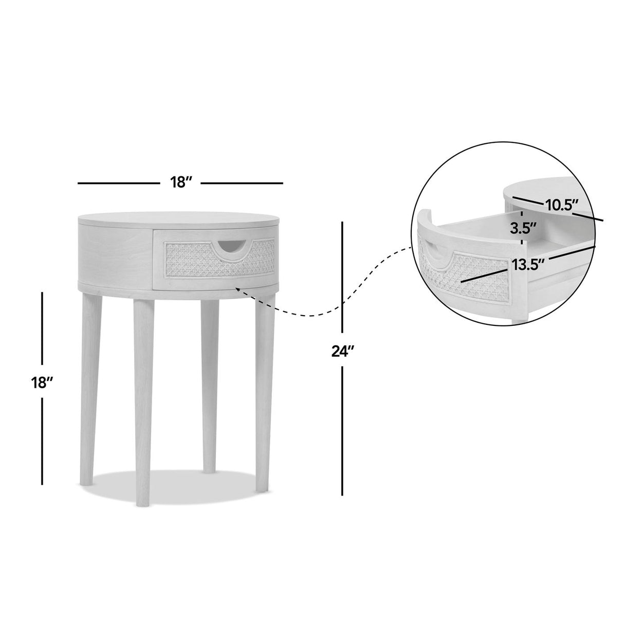 Cabana - Round Cane Storage Side Table - Natural Brown Oak by Jennifer Taylor Home | Bel Furniture