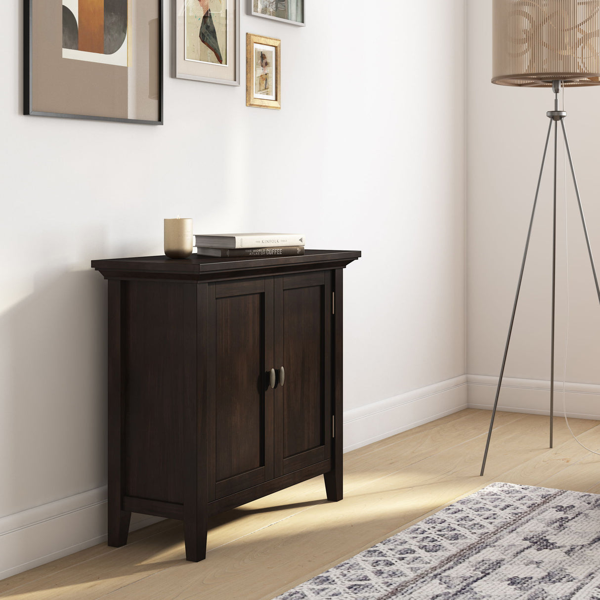 Redmond - Low Storage Cabinet - Brunette Brown by Simpli-Home | Bel Furniture