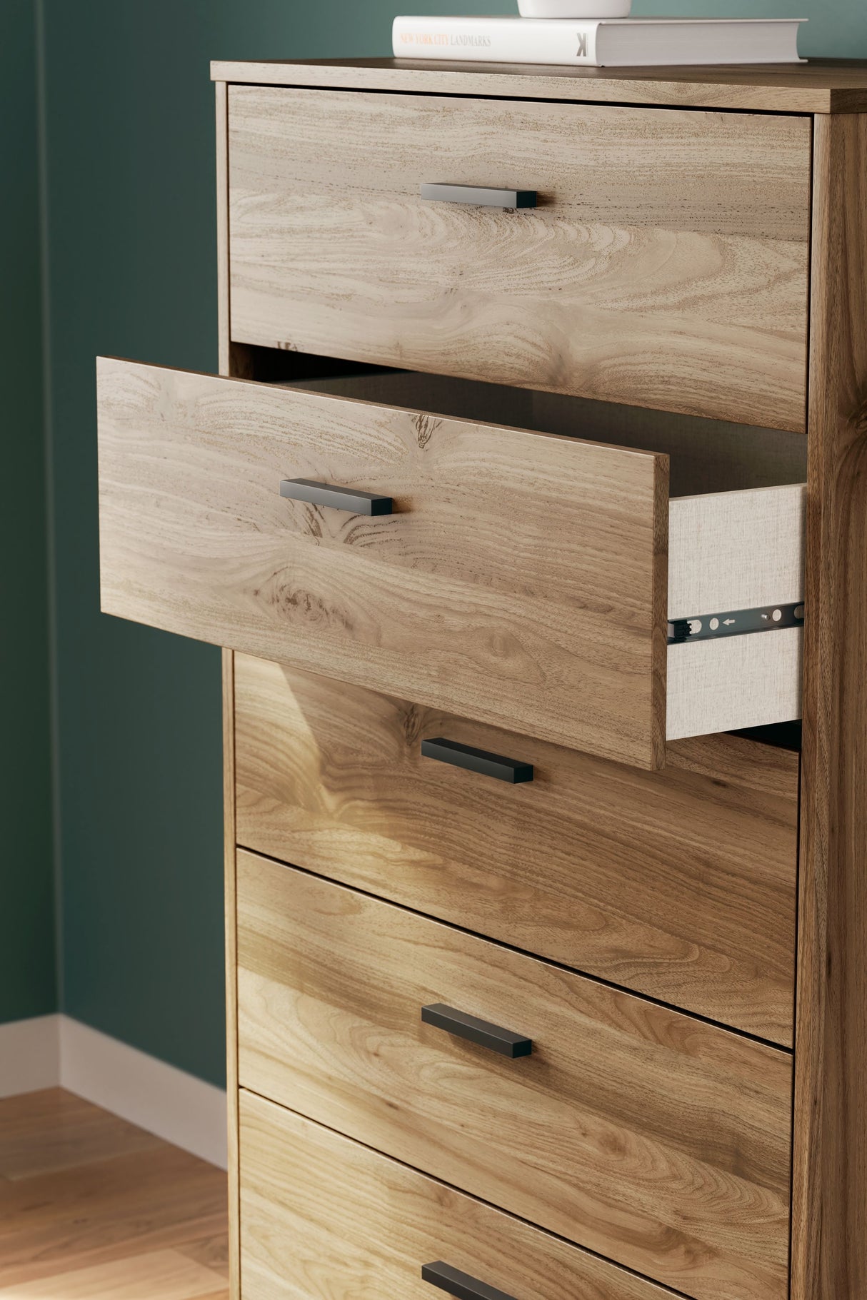 Deanlow - Honey - Five Drawer Chest by Signature Design by Ashley® | Bel Furniture
