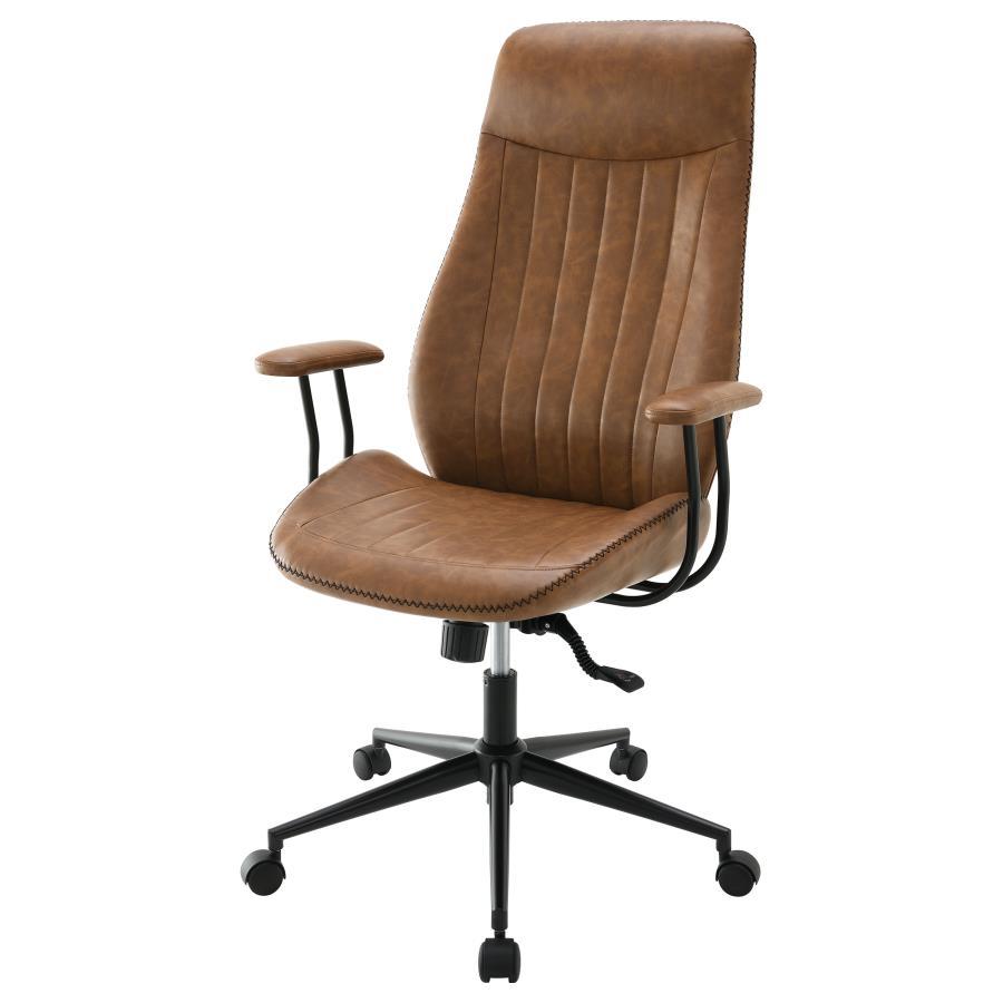 Ranger - Upholstered Adjustable Home Office Desk Chair - Brown by CoasterEveryday | Bel Furniture
