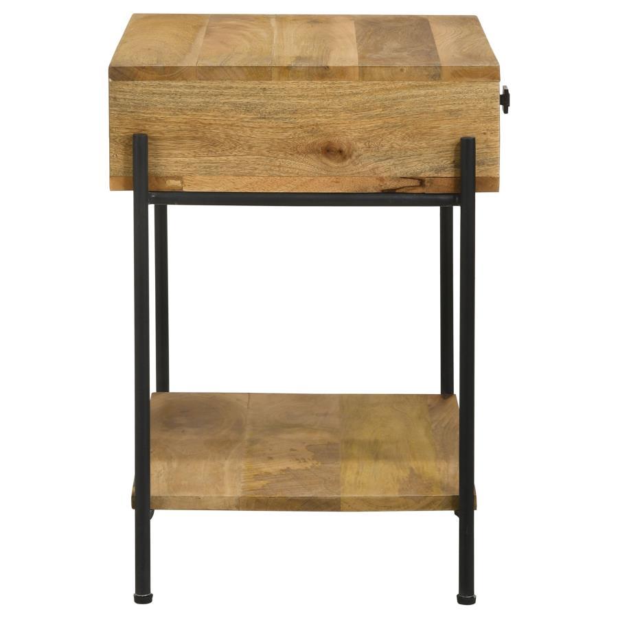 Declan - 1-Drawer Wood Accent Side Table - Natural Mango by CoasterEssence | Bel Furniture