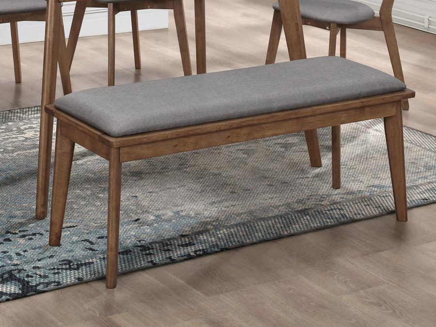 Alfredo - Upholstered Dining Bench - Gray And Natural Walnut by CoasterEveryday | Bel Furniture