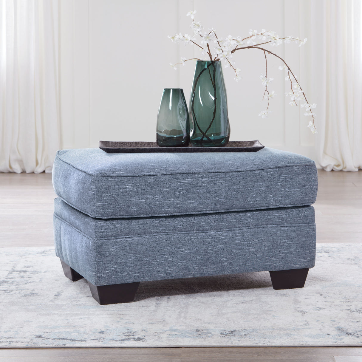 Carissa Manor - Denim - Ottoman by Benchcraft® | Bel Furniture