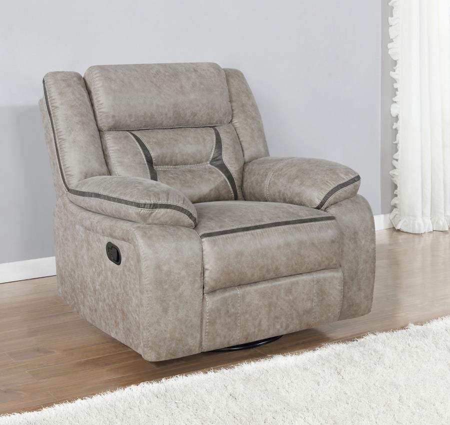 Greer - Upholstered Swivel Glider Recliner Chair by CoasterEveryday | Bel Furniture