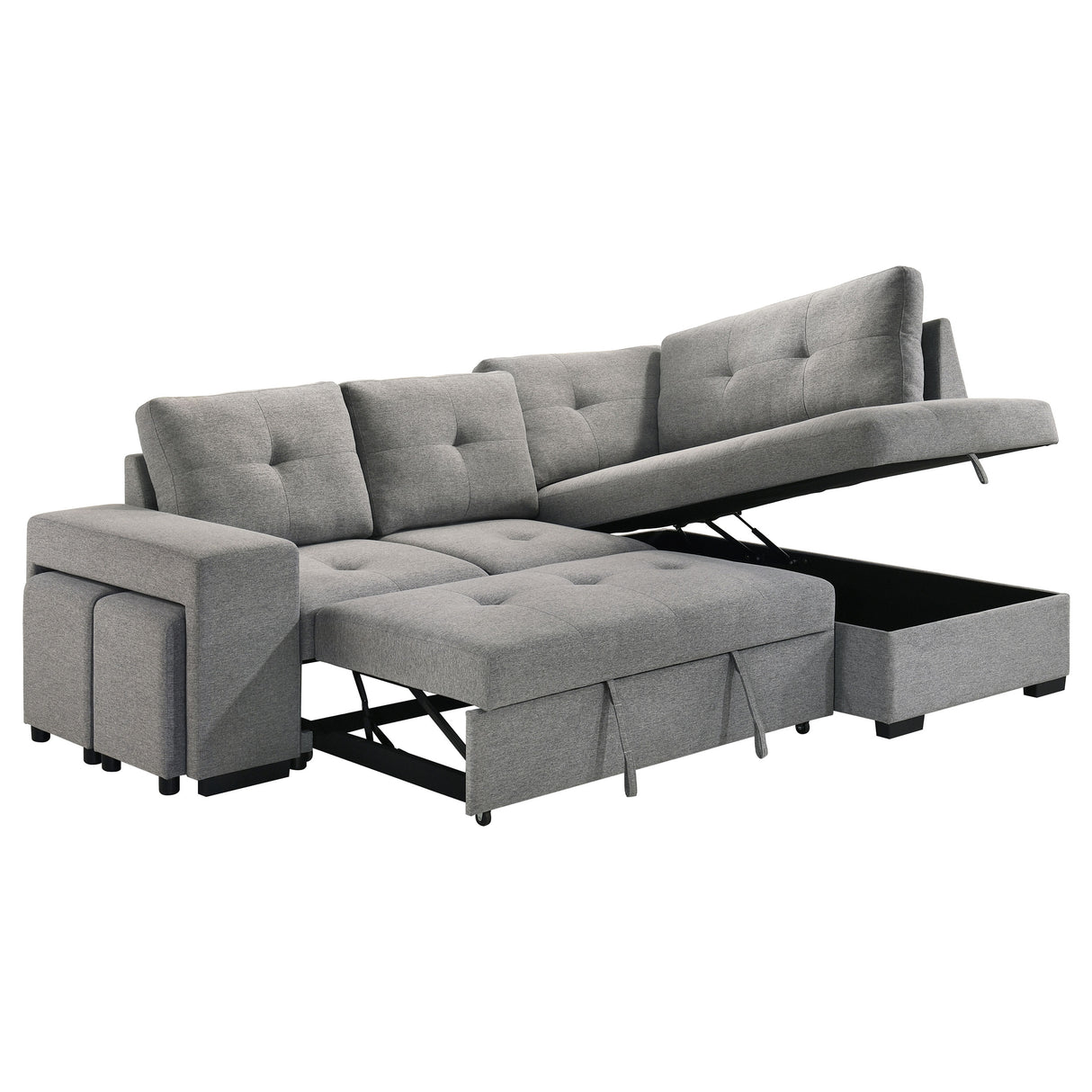 Roanne - Fabric Upholstered Sleeper Sectional Sofa - Gray