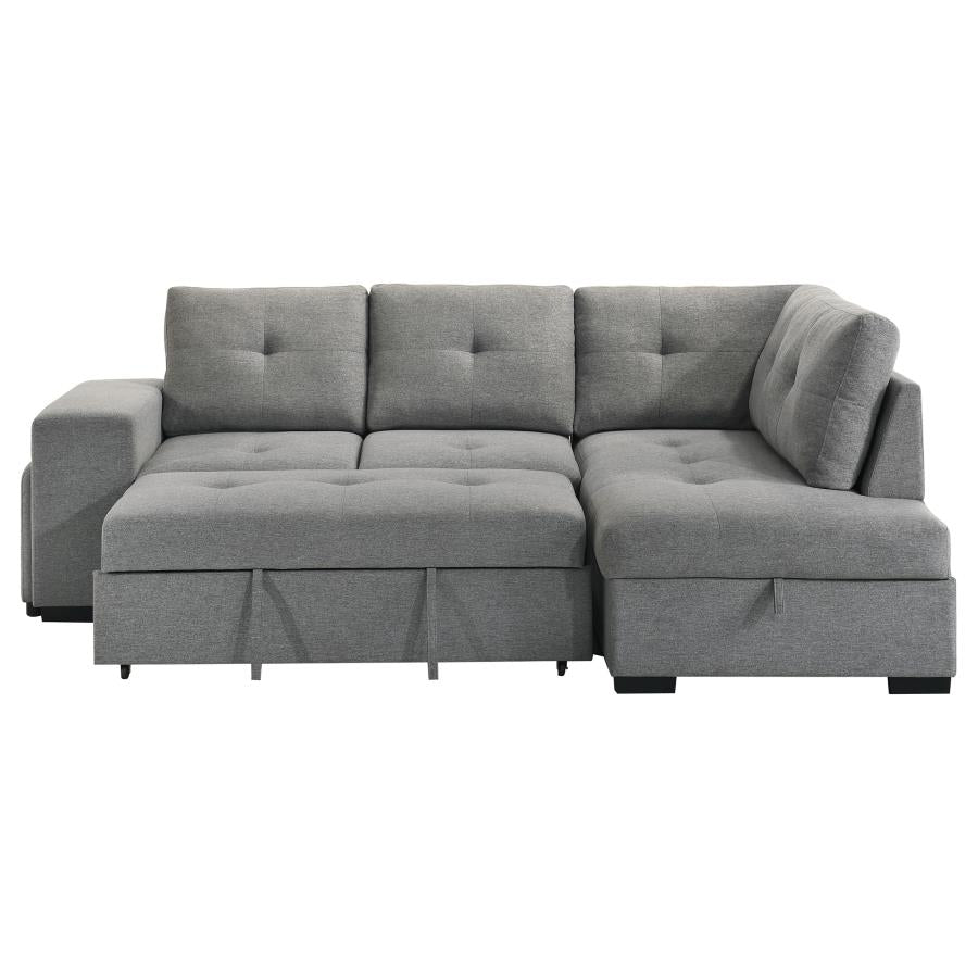 Roanne - Fabric Upholstered Sleeper Sectional Sofa - Gray
