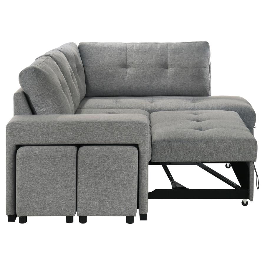 Roanne - Fabric Upholstered Sleeper Sectional Sofa - Gray