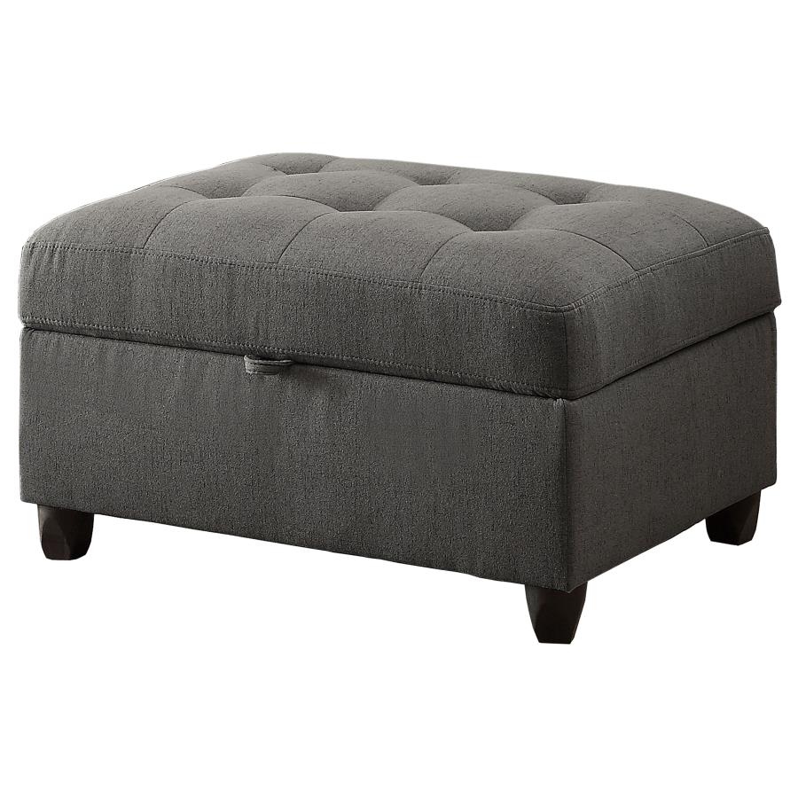 Stonenesse - Rectangular Upholstered Storage Ottoman - Gray