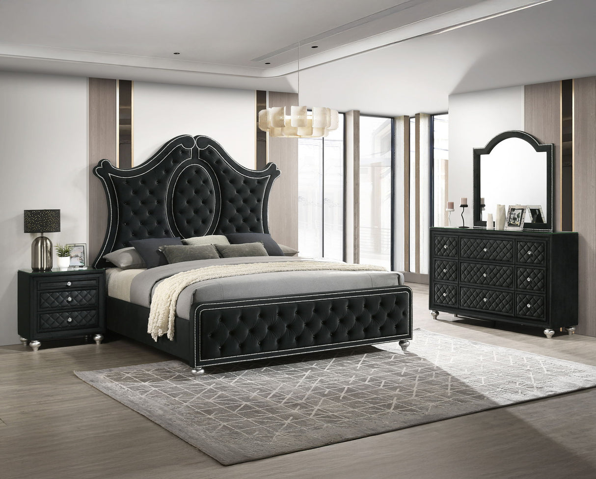 Cameo - Bedroom Set Black 4 Pc. Bed, Dresser, mirror, Nightstand by Crown Mark | Bel Furniture
