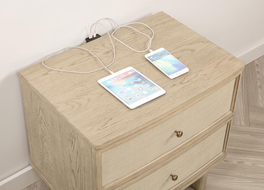 Kailani - 2-Drawer Nightstand Bedside Table - Beige Oak by Coaster Fine Furniture | Bel Furniture